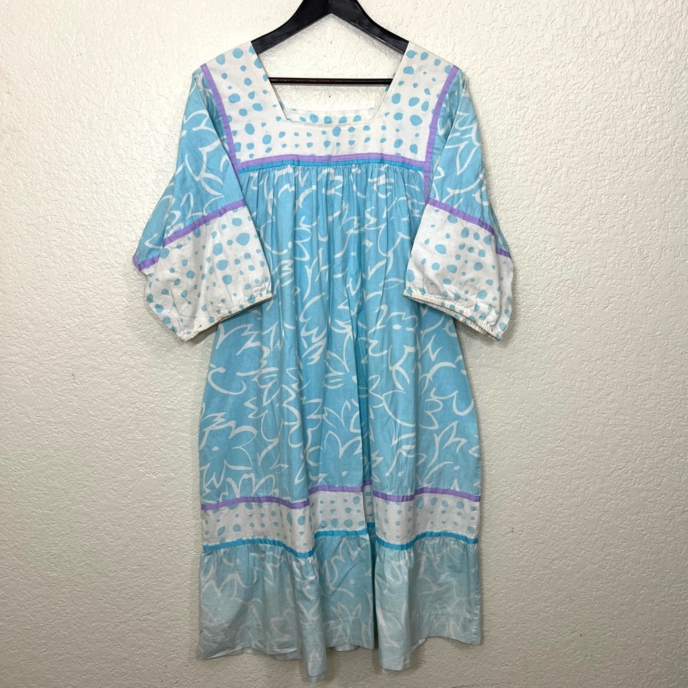 Krist Gudnason Vintage 80’s Pastel Polka Dot Dress Mumu Cotton Size M